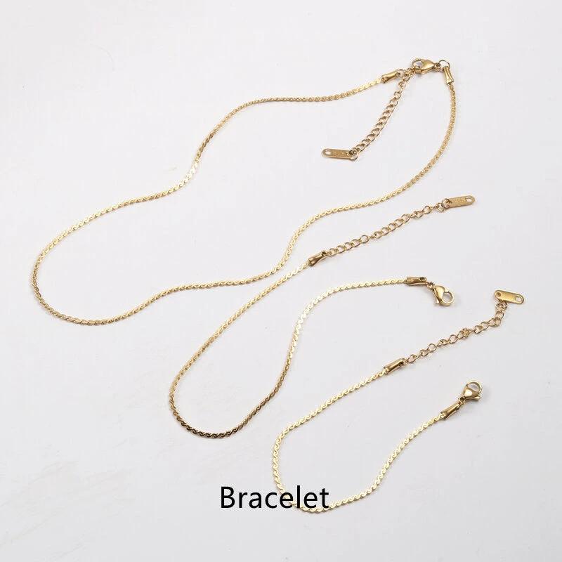 Titanium Steel Gold Plated Necklace Anklet Bracelets set by GJG Denim