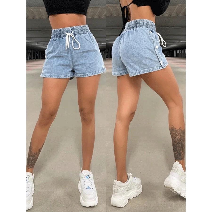 Commuter's All-matching Elastic Pure Color Slimming Denim Shorts by GJG Denim