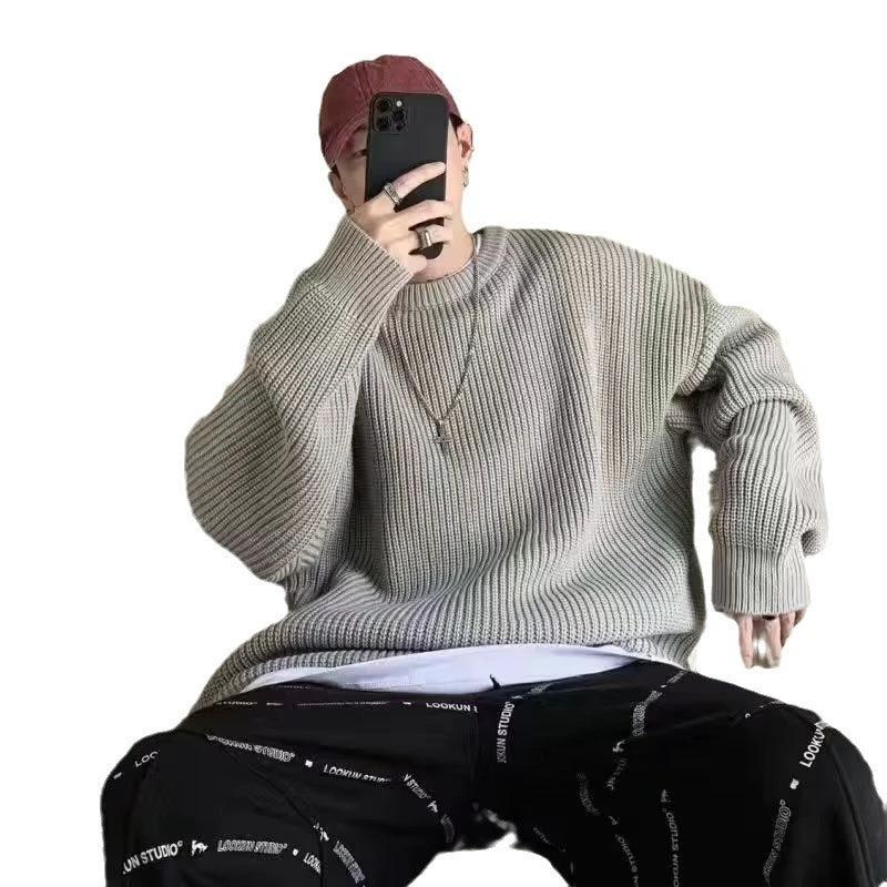 Loose Casual Retro Trendy Underwear Crew Neck Sweater by GJG Denim