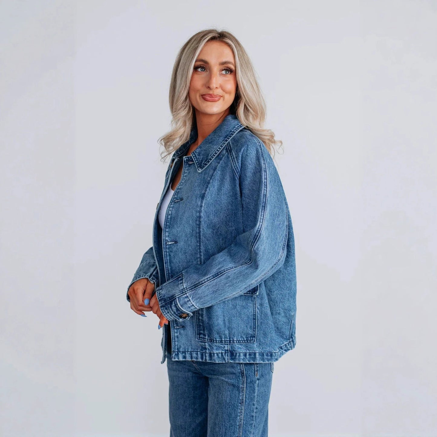 Fashion Long Sleeve Single-breasted Jacket Denim Coat by GJG Denim