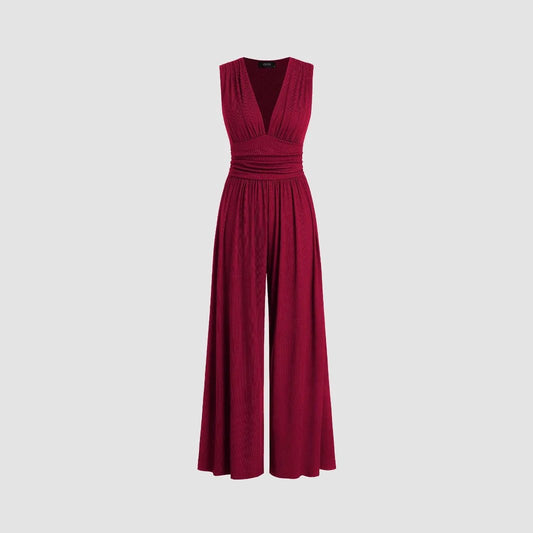 Women's Solid Color Loose Sleeveless Knitted Jumpsuit by GJG Denim
