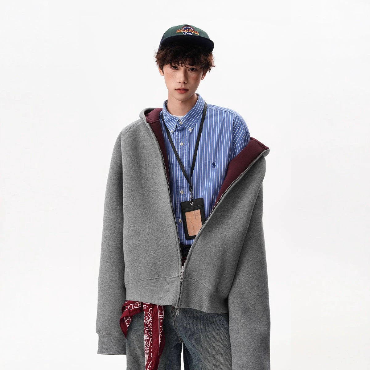 Men's Zipper Hooded Cardigan Sweater by GJG Denim