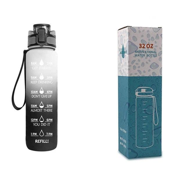1L Tritan Water Bottle With Time Marker Bounce Cover Motivational Water Bottle Cycling Leakproof For Sports Fitness by GJG Denim