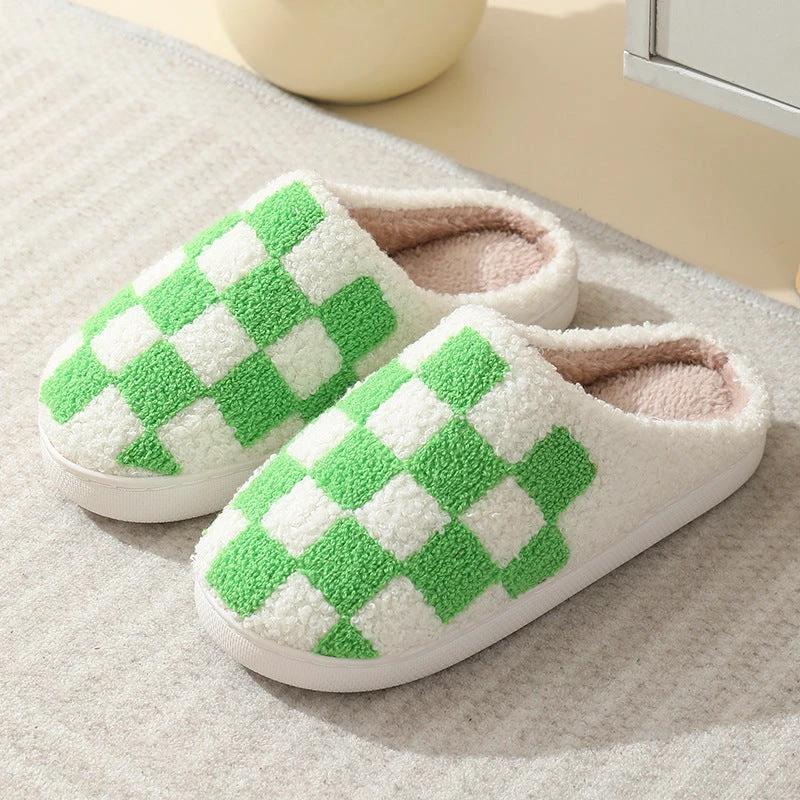 Men's Checkerboard Print Slippers by GJG Denim
