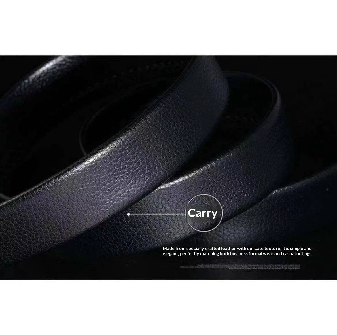 Men's Smooth Leather Belt With Automatic Buckle by GJG Denim