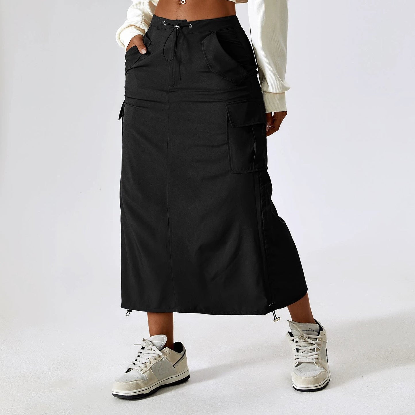 European And American Retro Suit Skirt Waist Sports Casual Skirt Mid-length All-matching Work Clothes Pocket Skirt by GJG Denim