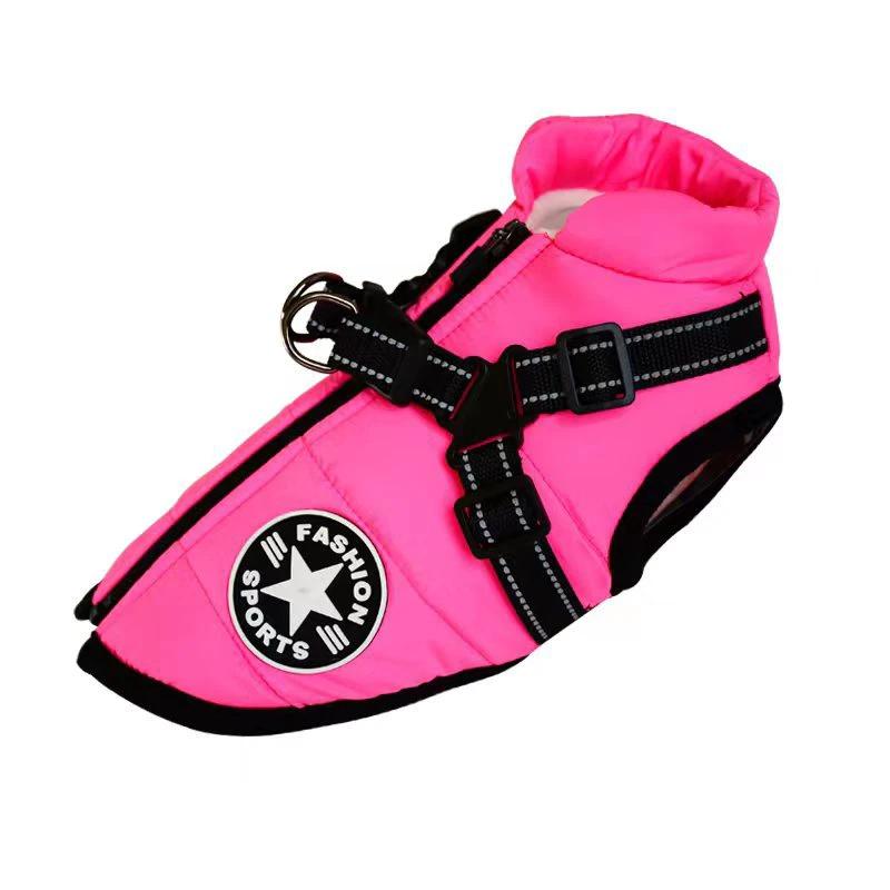 Waterproof Dog Clothes Winter Dog Coat With Harness Warm Pet Clothing Big Dog Jacket Chihuahua Labrador Coat Costume by GJG Denim