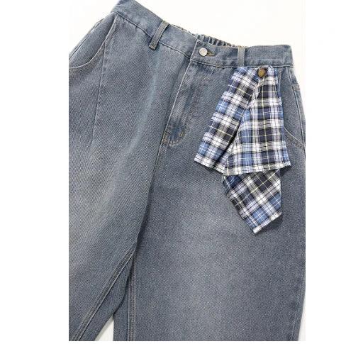 Men's Washed Distressed Loose-fitting Versatile Casual Jeans by GJG Denim