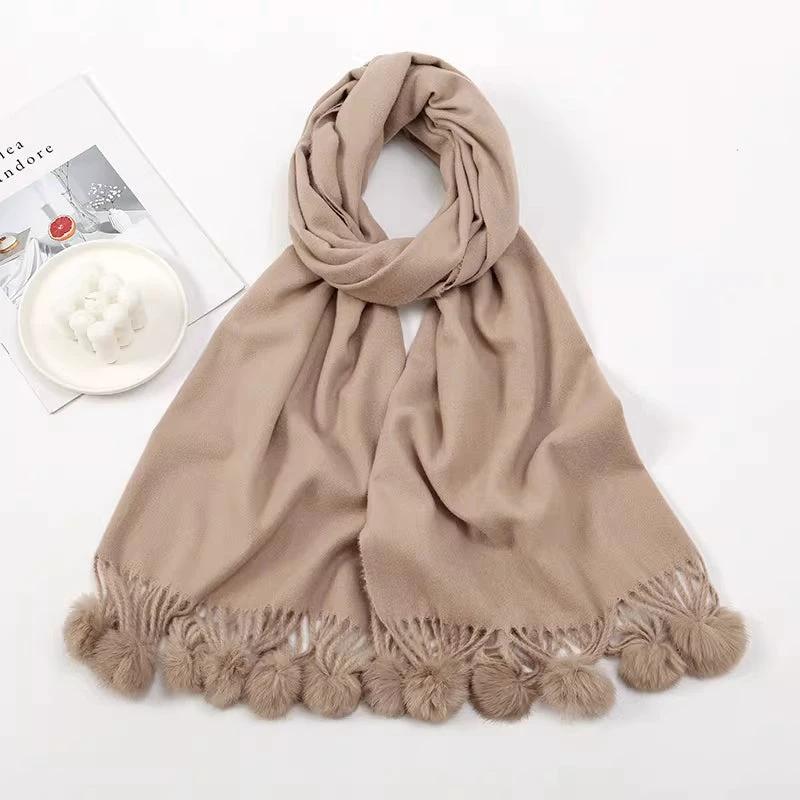 Solid Color Cashmere Like Scarf With Fleece Lining For Extra Warmth by GJG Denim