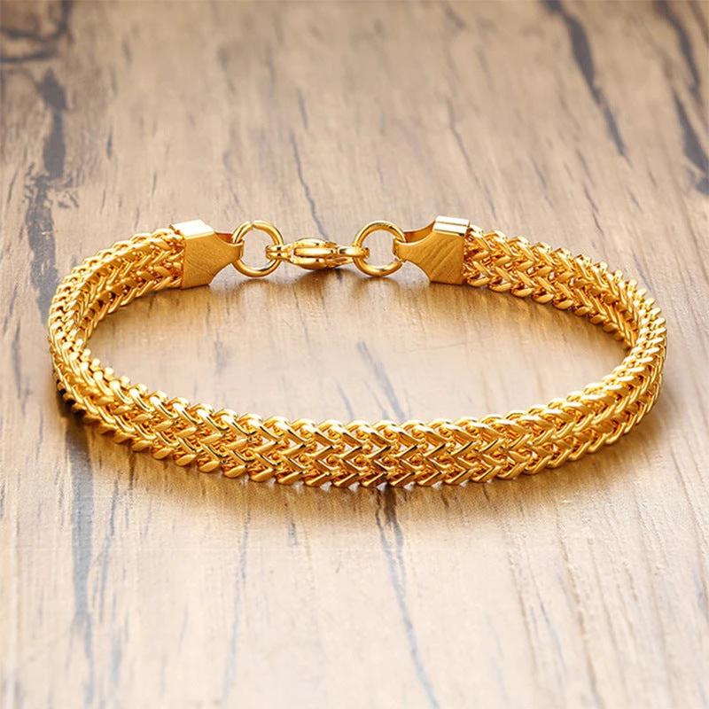 Men's Gold Thick High-grade Titanium Steel Bracelet by GJG Denim