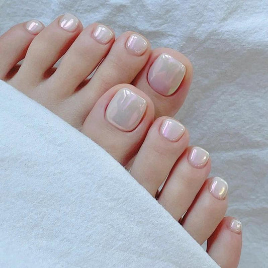 Feet Fake Nails Warm Color Solid Color Aurora Nail Beauty White Feet Nail Tip by GJG Denim