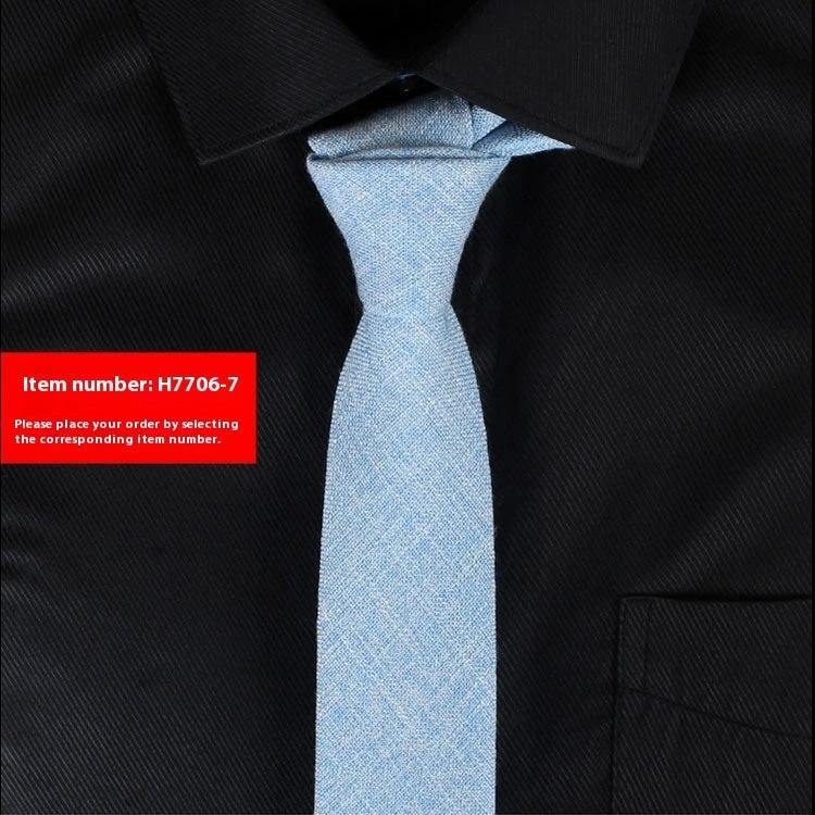Solid Color Narrow Cotton Men's 6cm Tie by GJG Denim