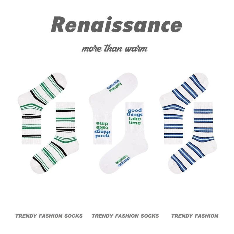 Men's Renaissance Original Tube Socks Simple Letters by GJG Denim