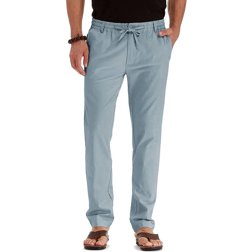 Me's Business Casual Loose Large Size Elastic Waist With Solid Color Pants by GJG Denim