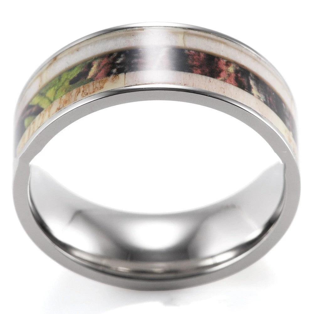 Outdoor Style Pure Titanium Inlaid Ring For Men by GJG Denim