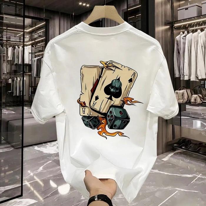 Heavy Cotton Printed Men's Short-sleeved T-shirt by GJG Denim