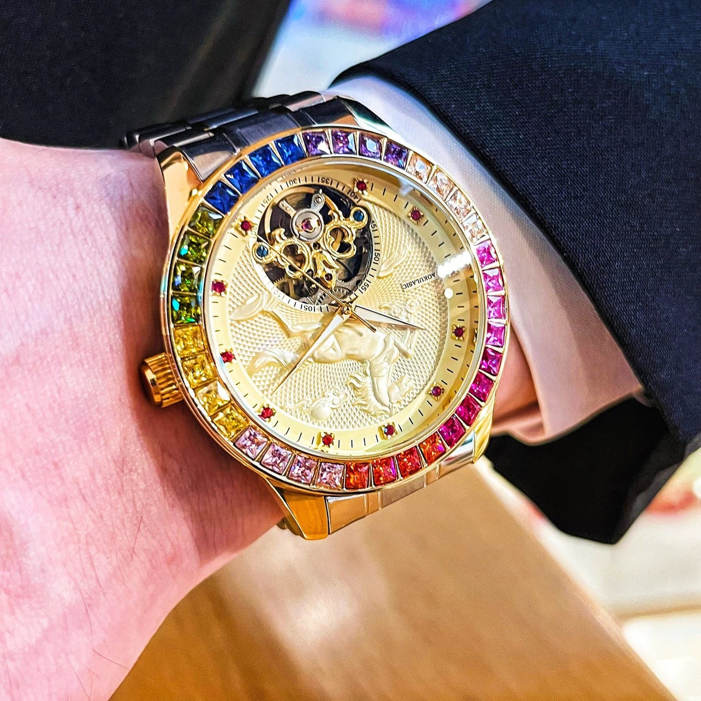 Men's Fully Automatic Mechanical Watch With A Large Flywheel by GJG Denim