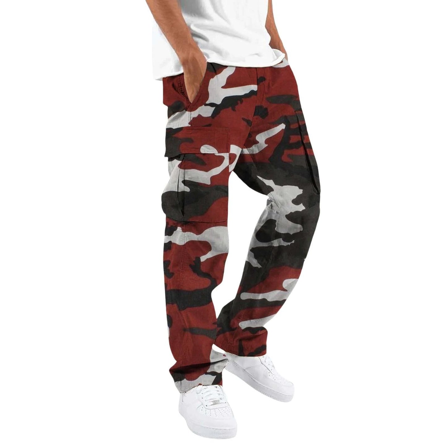 Fashion Camouflage cargo Men's Printing Fashion Outdoor Overalls Straight Rope Overalls Men's Clothing Men's Pants Casual by GJG Denim