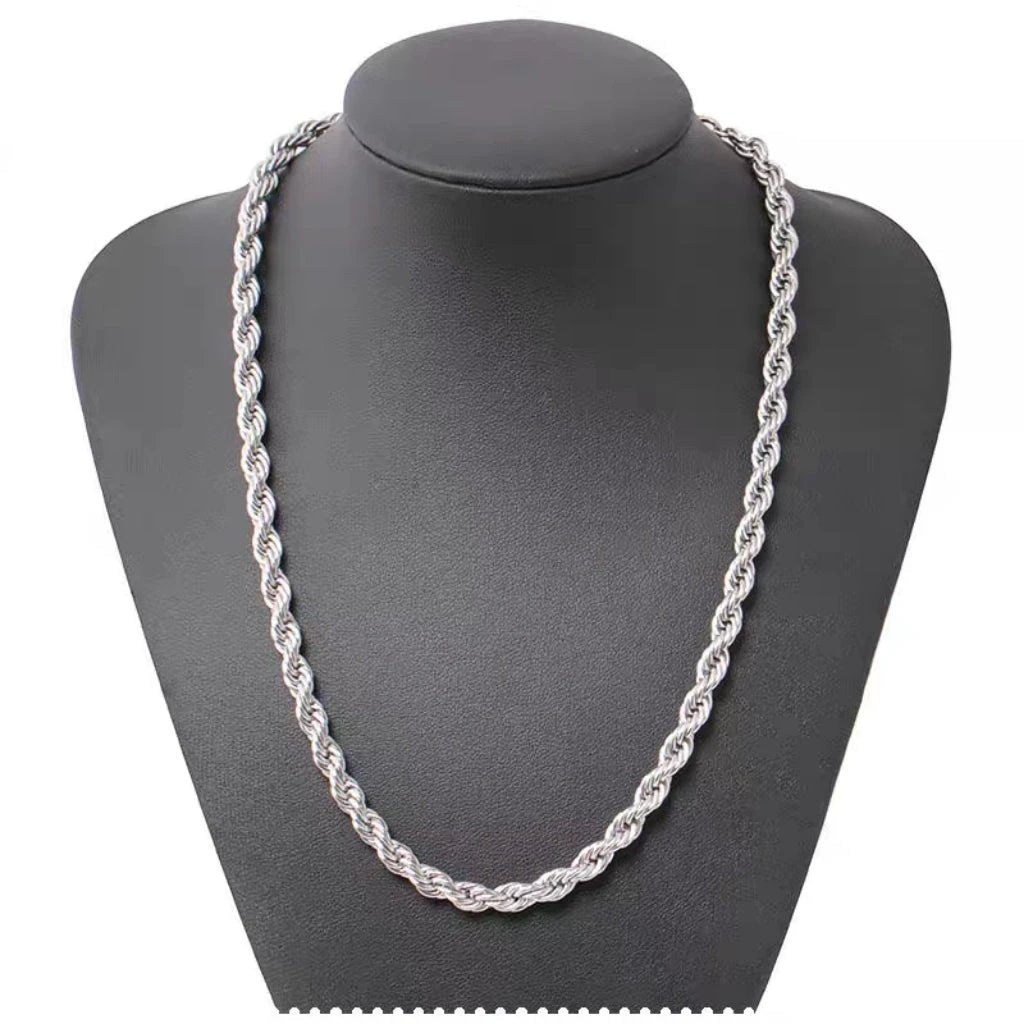 Stainless Steel Twist Chain Necklace For Men by GJG Denim