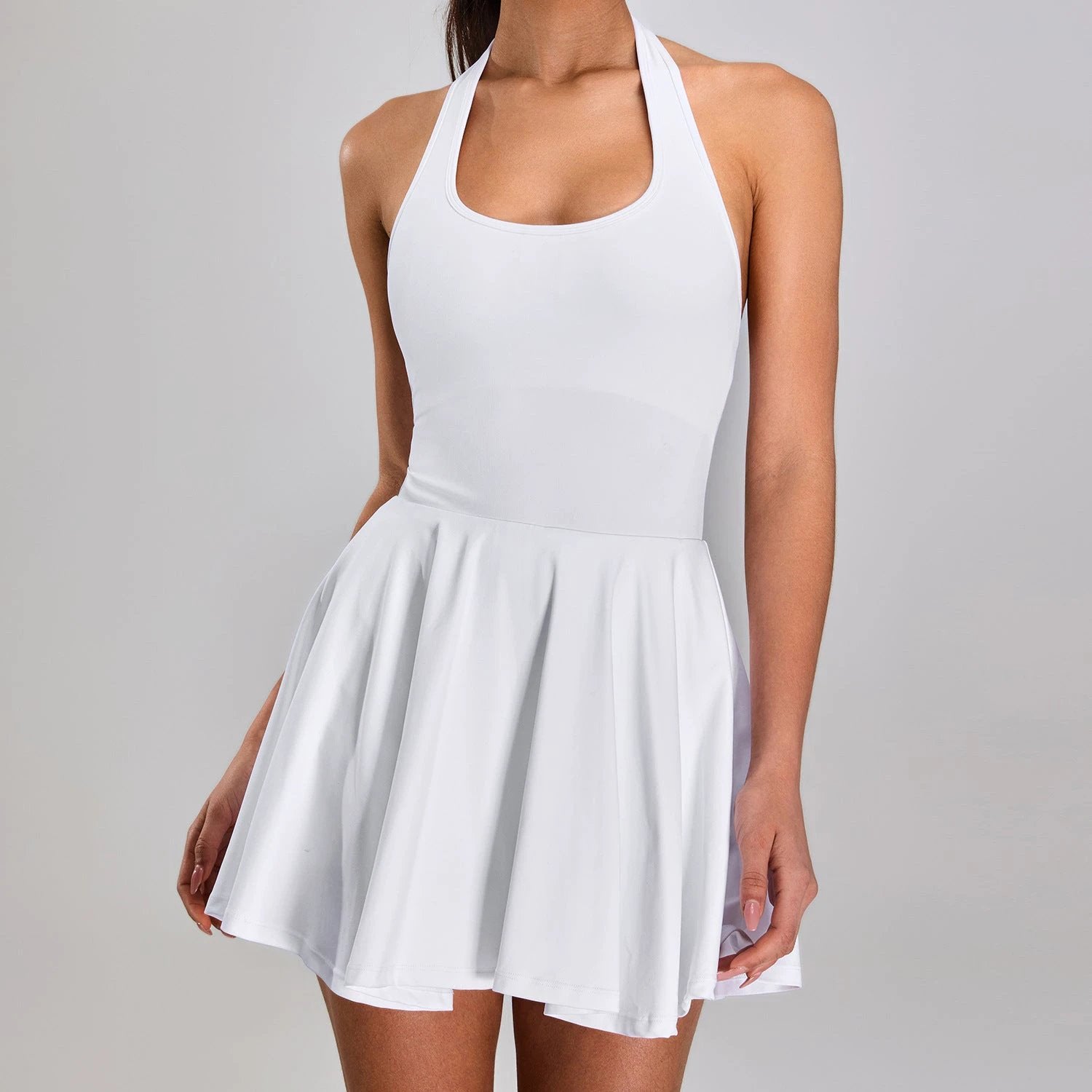 Nude Halter Neck Beautiful Back Sports Dress by GJG Denim