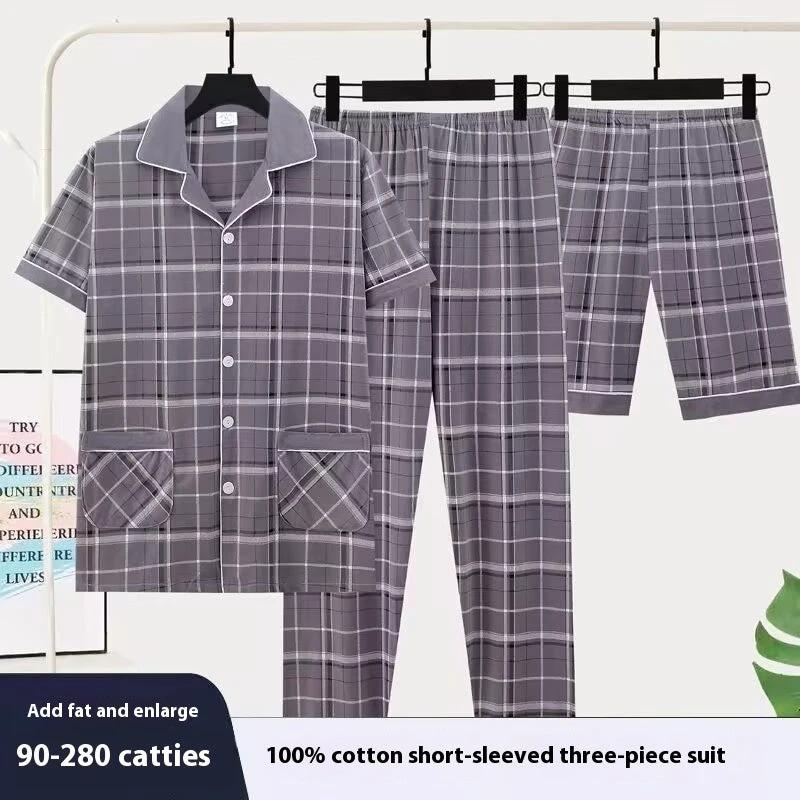 Men's Pajamas Short-sleeved Three-piece Set by GJG Denim