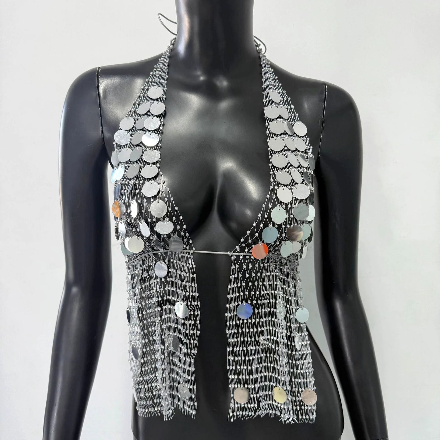 Fashion Fishnet Rhinestone Sequins Sling Women by GJG Denim