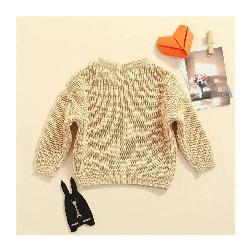 Girls' Solid Color Crew Neck Casual Sweater by GJG Denim