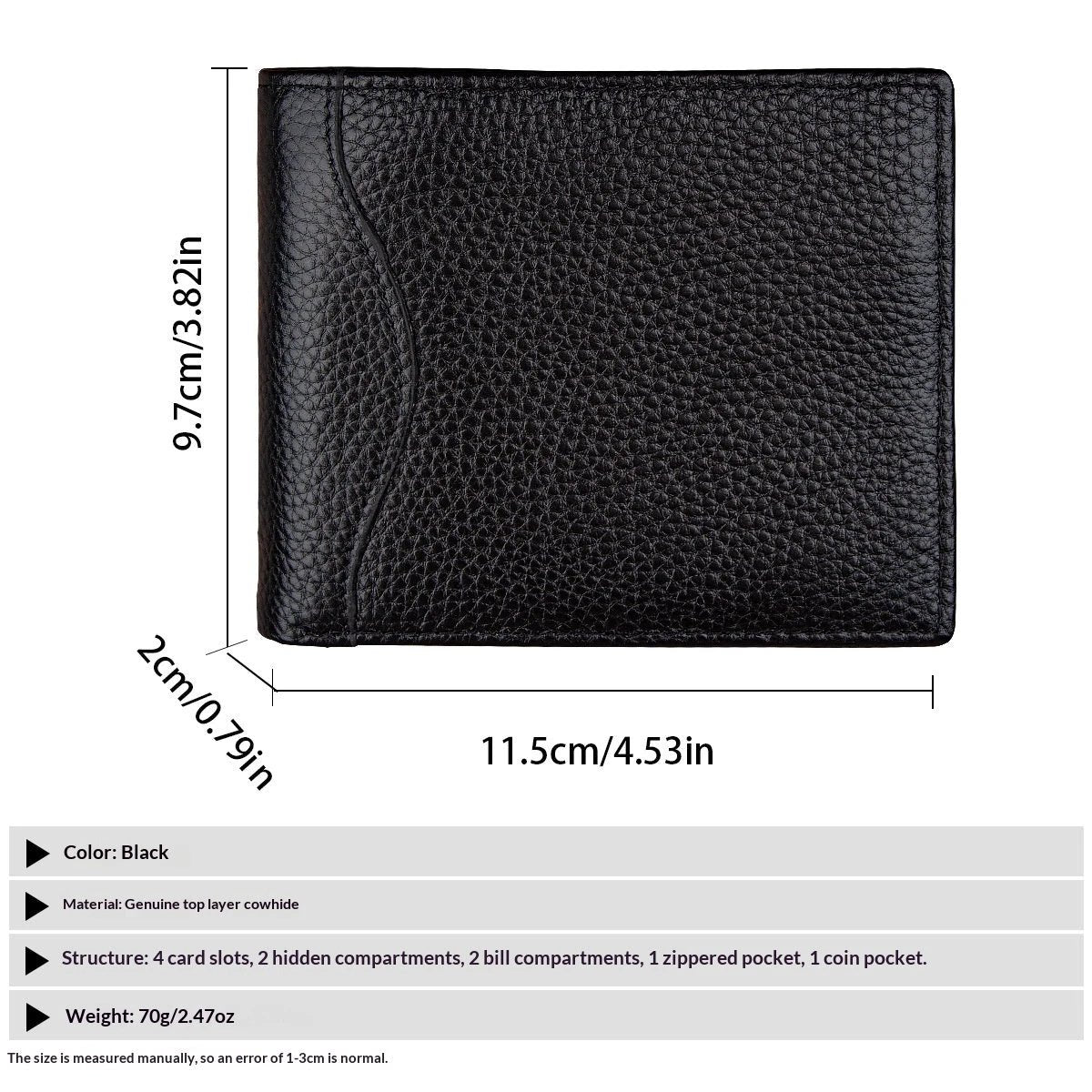Men's Anti-Scanning RFID High-Capacity Credit Card Holder Made From First-Layer Cowhide Leather by GJG Denim