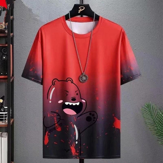 Gradient Half-length Sleeve Versatile Casual T-shirt For Men by GJG Denim