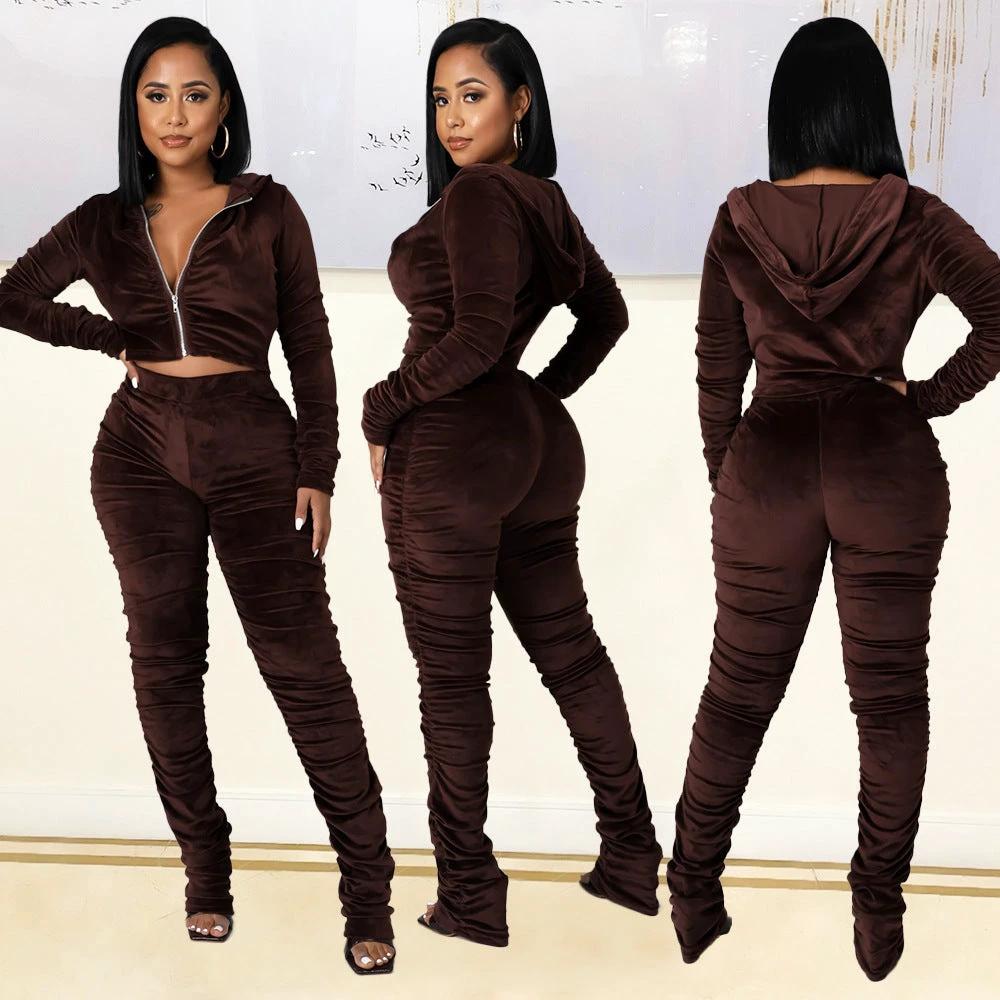 Plush Long Sleeve Suit matching set Women by GJG Denim