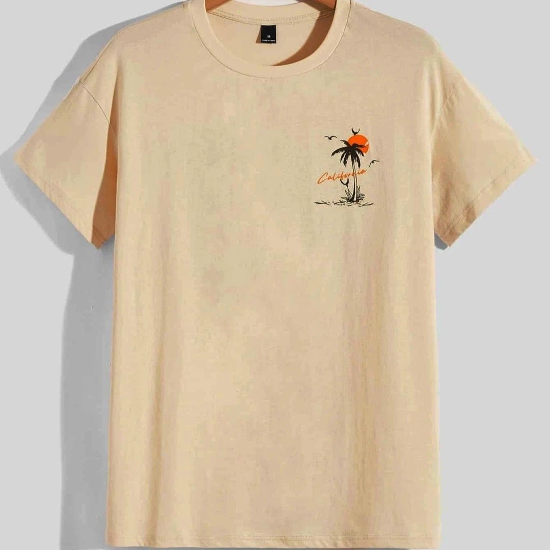 Summer Departure Adventure California Men's T-shirt Cotton Loose by GJG Denim