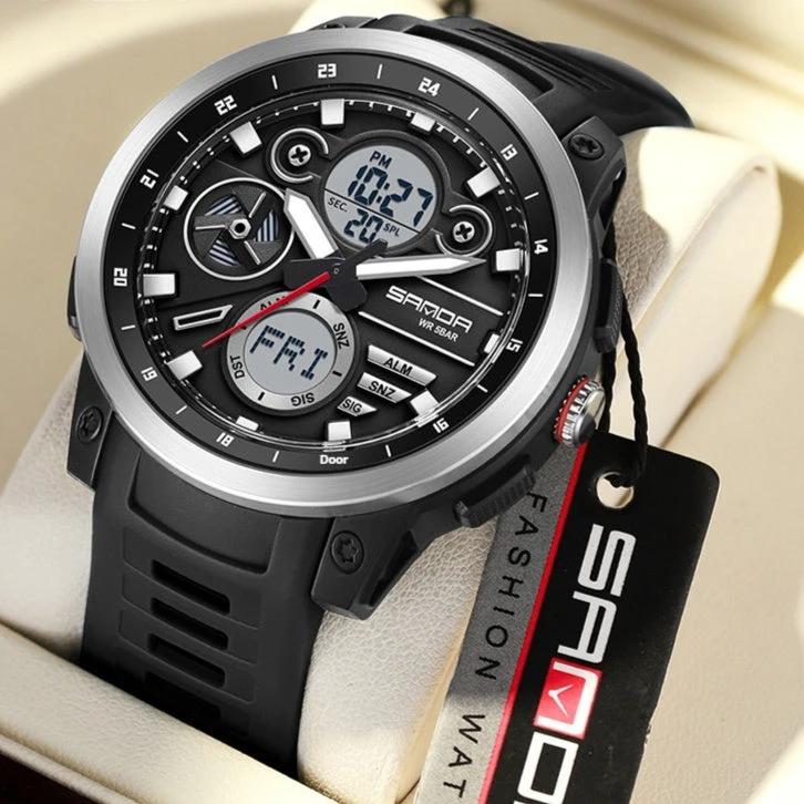 Sports Trend Multifunctional Waterproof Alarm Clock Reminder Electronic Watch For Men by GJG Denim