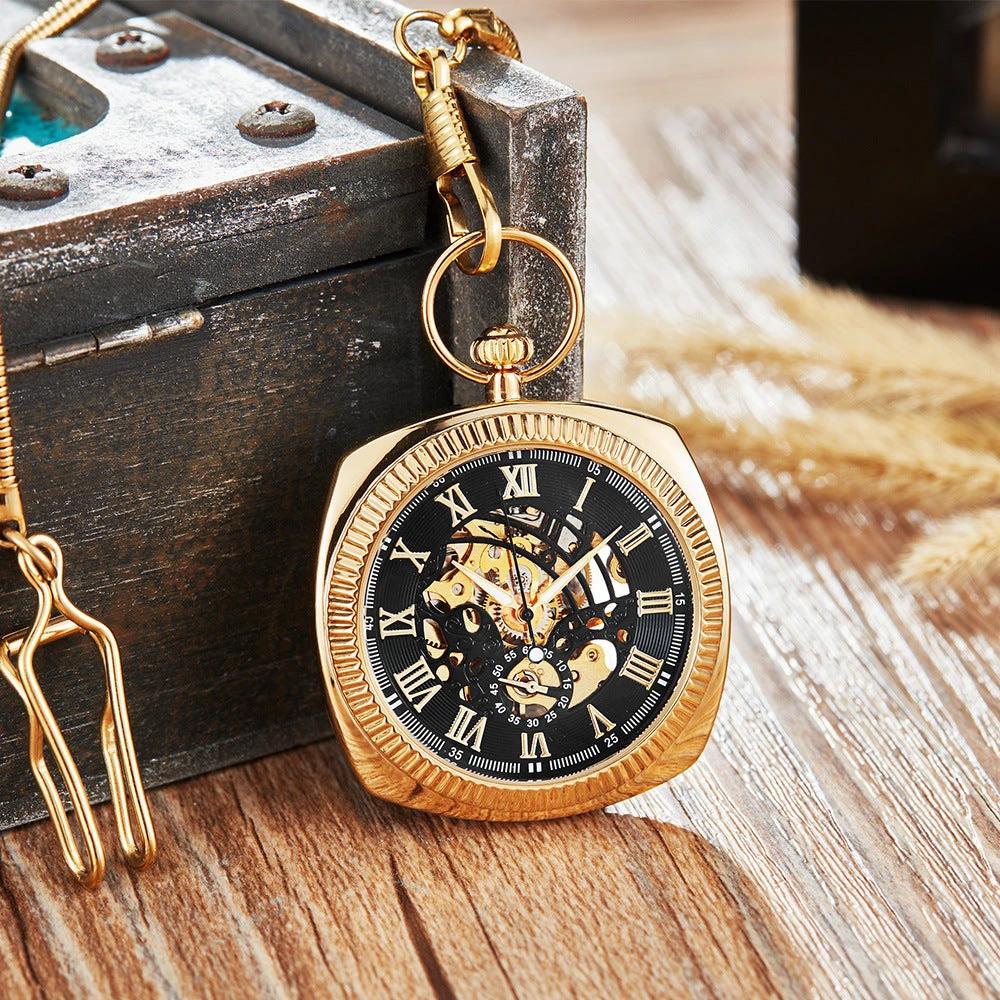 Trendy Fashionable Classic Retro Pocket Watch With A Chain For Men by GJG Denim