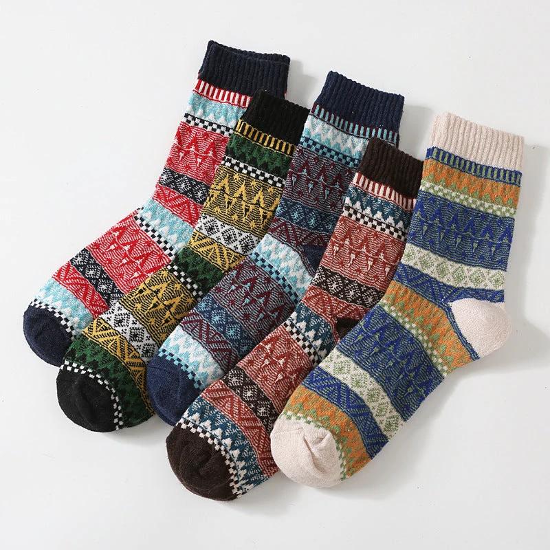 Retro Large Square Wool Socks For Men by GJG Denim