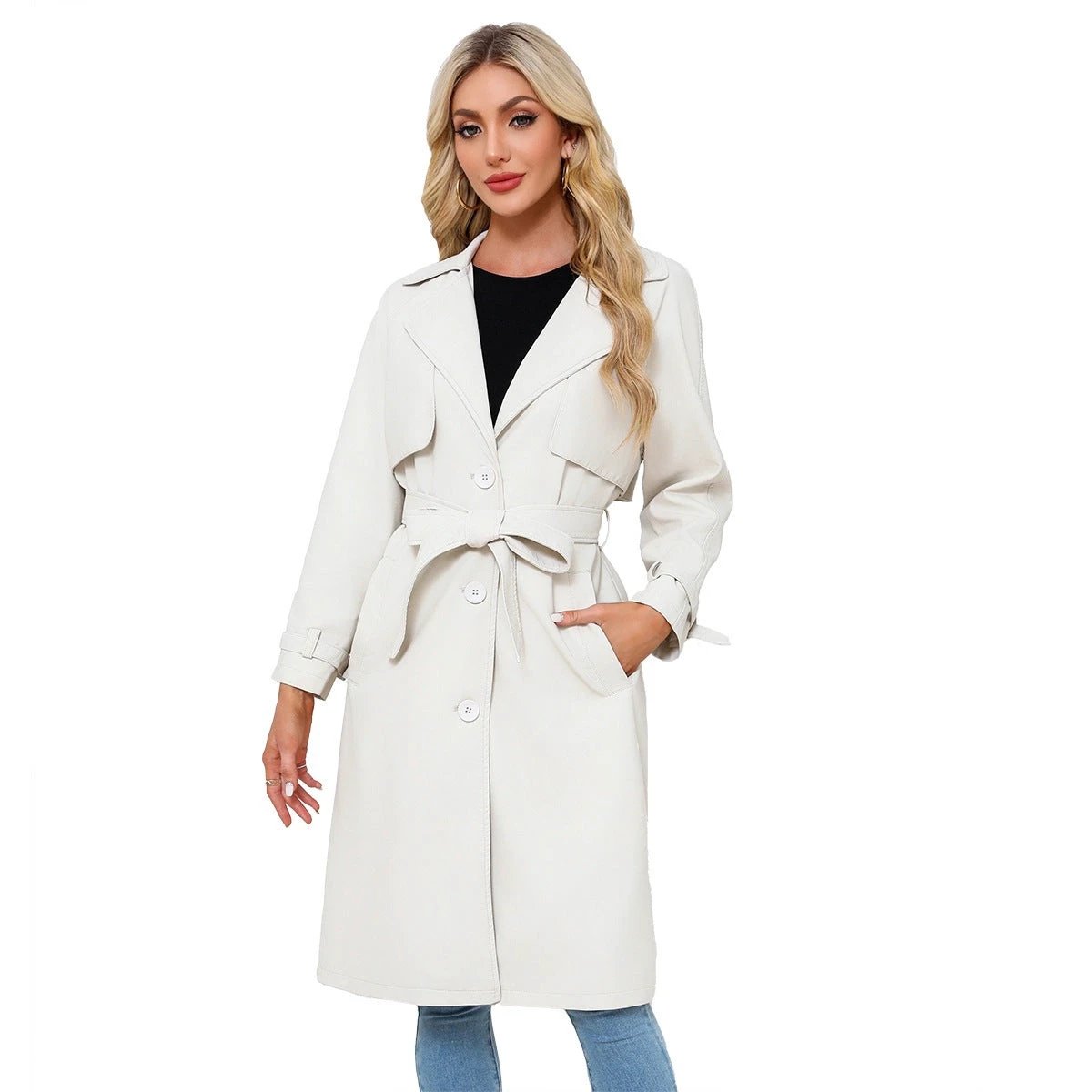 SpringAutumn Womens Trench Coat Long Loose Jacket by GJG Denim