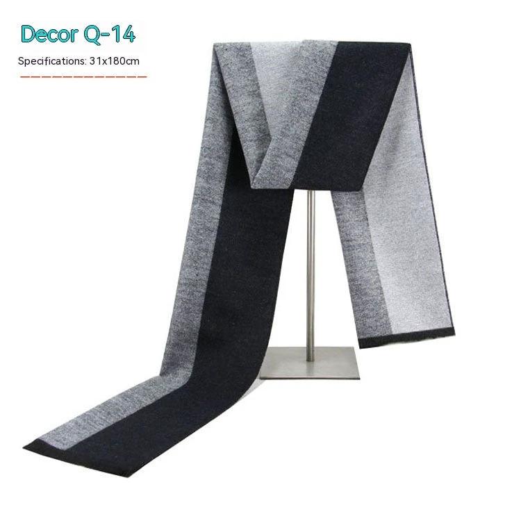 Men's Striped Winter Warm Artificial Cashmere Scarf For Men by GJG Denim