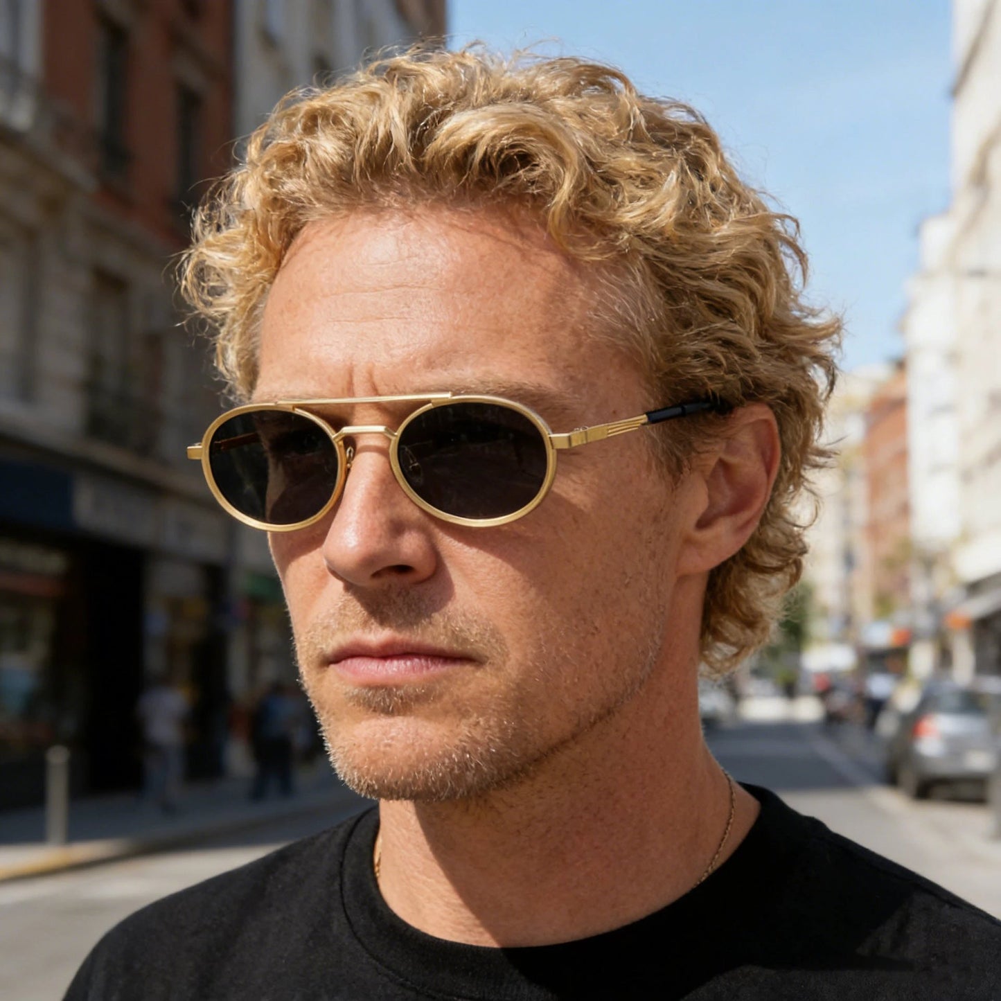 Retro-style Oval-frame Steampunk Sunglasses For Men by GJG Denim