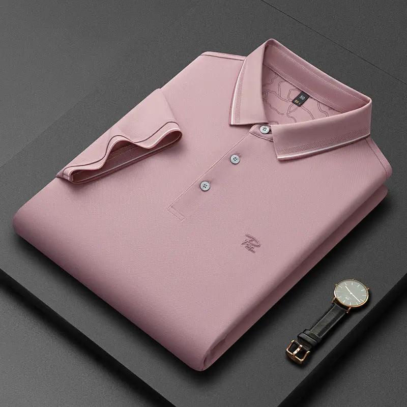 Men's Short-sleeve Lapel Solid-color Shirt by GJG Denim