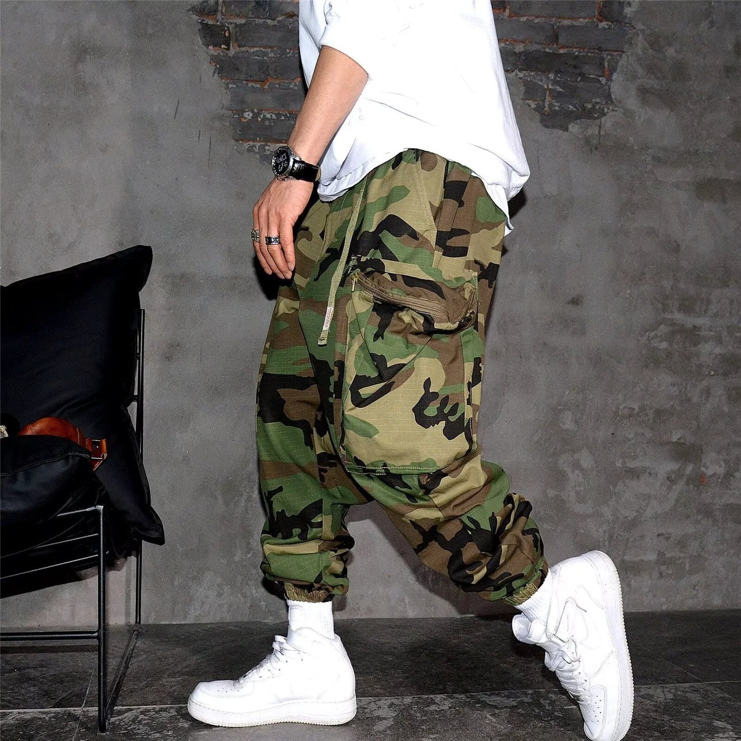 Retro High Street Camouflage Men Casual Working Pants by GJG Denim