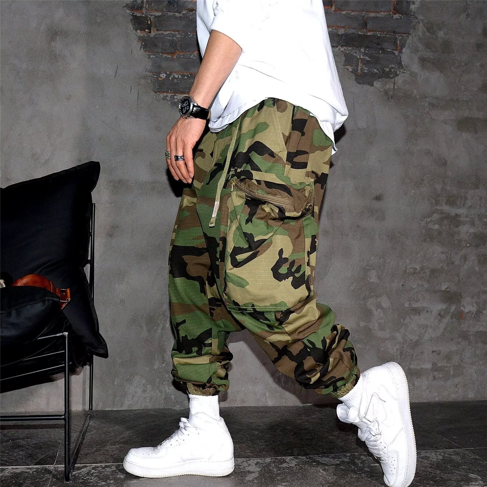 Retro High Street Camouflage Men Casual Working Pants by GJG Denim