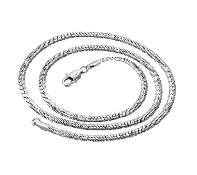 3mm Flat Snake Bone Chain Necklace For Men by GJG Denim