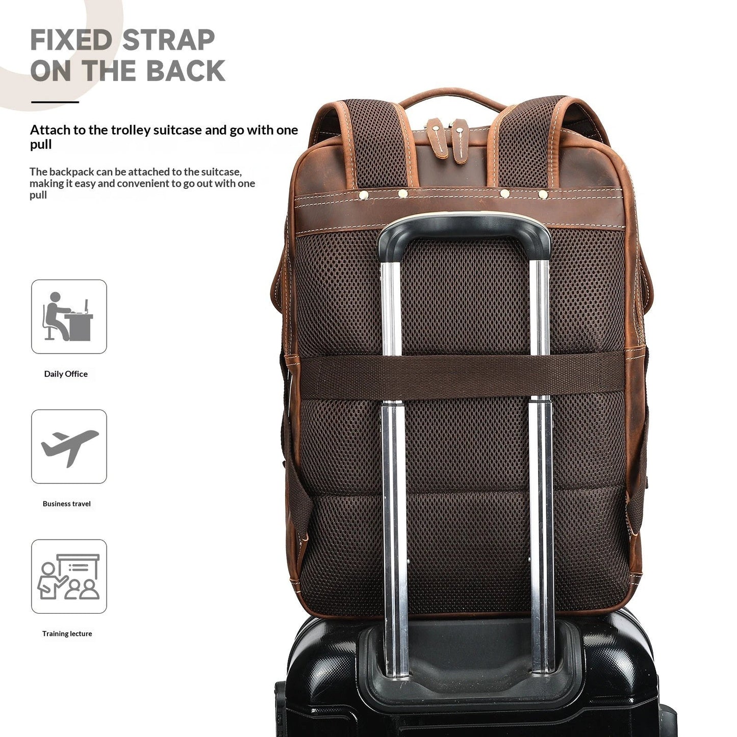 Men's Leather Large-Capacity Backpack by GJG Denim