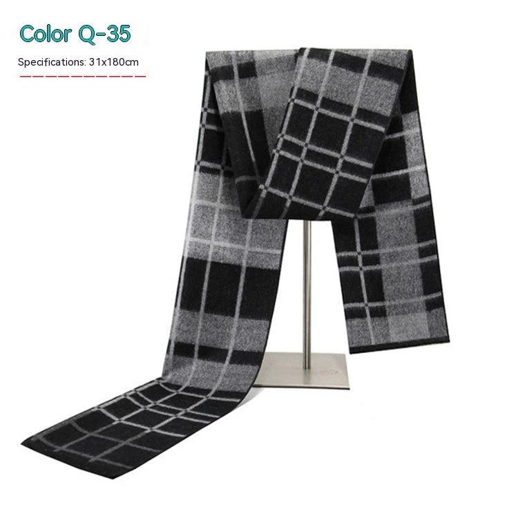 Men's Striped Winter Warm Artificial Cashmere Scarf For Men by GJG Denim