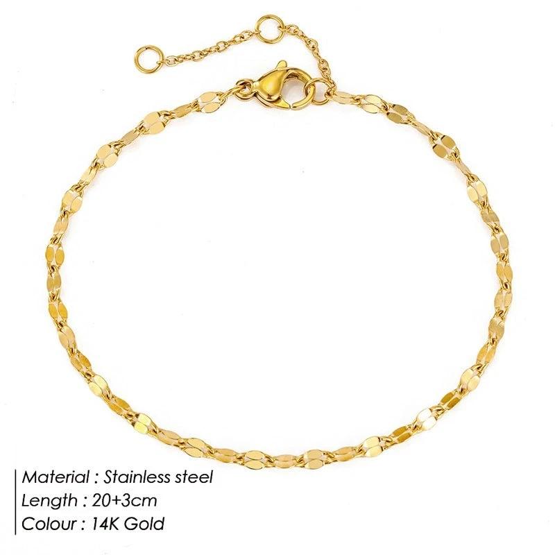 Simple Gold Plated Stainless Steel Anklets Lip Chain Anklet by GJG Denim