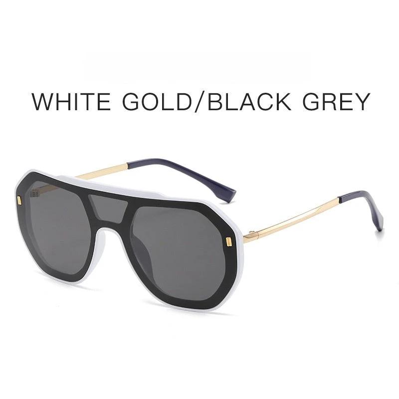 Large-frame Personalized Semi-metal One-piece Sunglasses For Men by GJG Denim