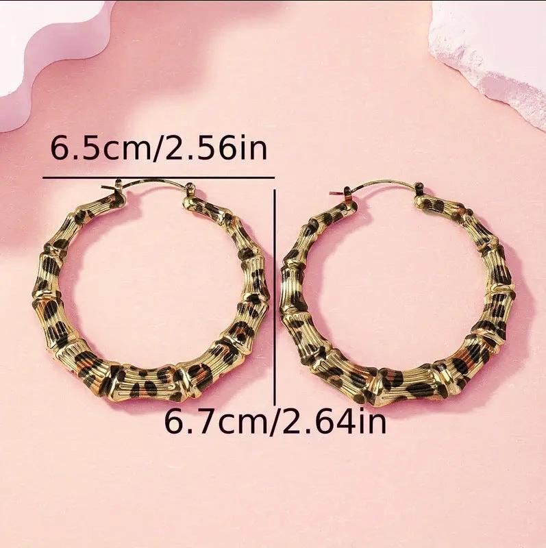 New Fashion Leopard Print Round Hoop Earrings For Women Jewelry Punk Metal Zebra Cow Big Circle Earring Female Party Gifts by GJG Denim