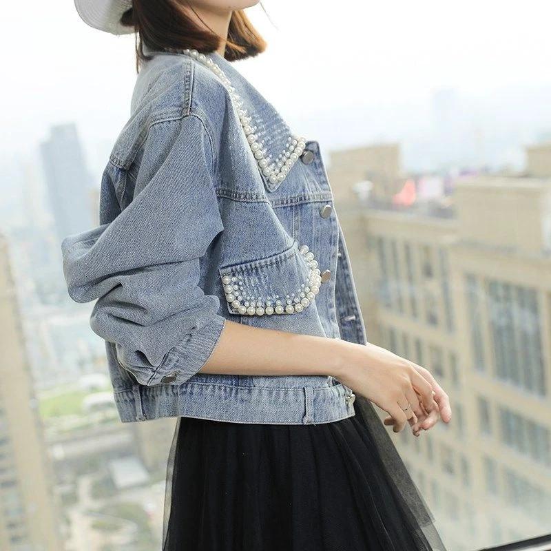 Women's Trendy Loose Petite Short Denim Jacket by GJG Denim