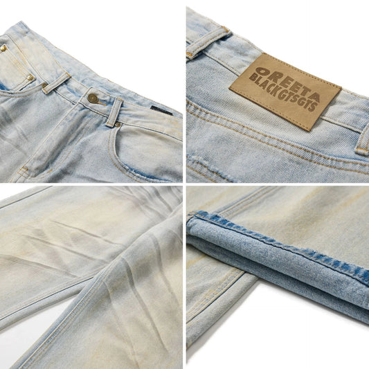 American High Street Waste Soil Wind Splash Ink Worn Jeans by GJG Denim