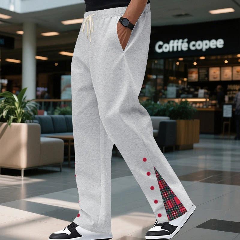 Contrast Color Drawstring No Fly Straight Track Sweatpants by GJG Denim