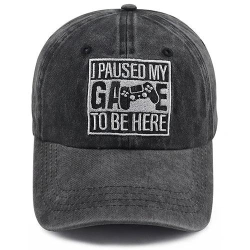 Men's "I Paused My Game To Be Here" Baseball Cap by GJG Denim